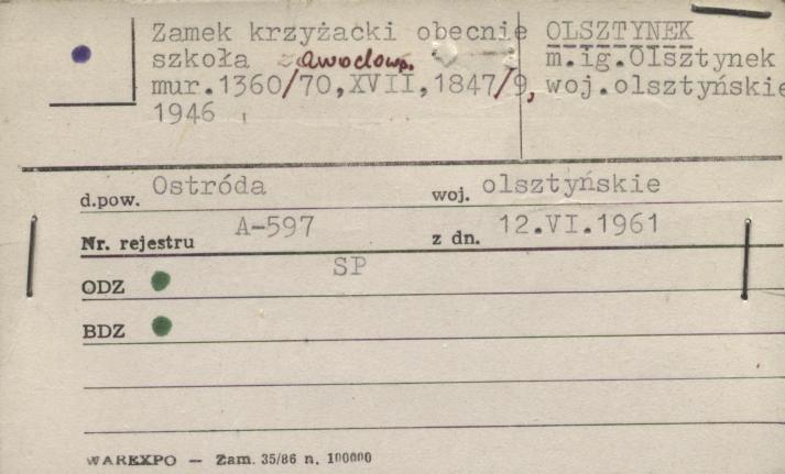 zamek krzyżacki, obecnie szkoła zawodowa, skan 1