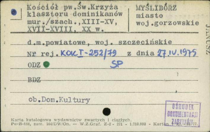 kościół dominikanów pw. św. Krzyża, ob. dom kultury, skan 1