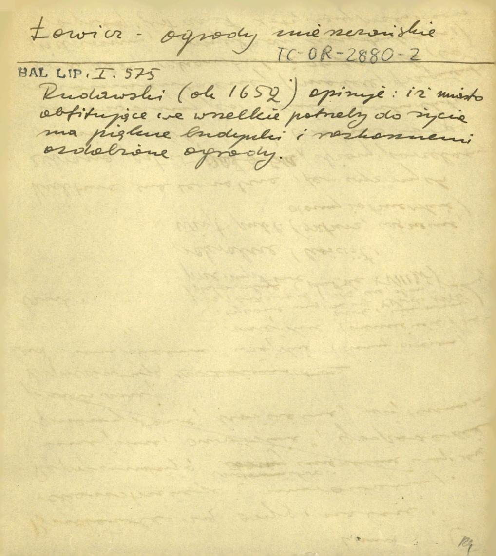 wypis z Baliński M., Lipiński T., Starożytna Polska pod względem historycznym, jeograficznym i statystycznym, Warszawa 1885 przytaczający opis Rudawskiego (z ok. 1652 r.) dotyczący miejscowych ogrodów , skan 1