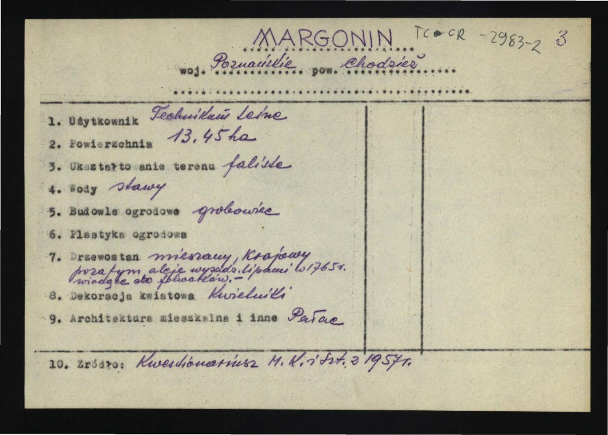 wypis z Kwestionariusz Ministerstwa Kultury i Sztuki z 1967 r. , skan 1