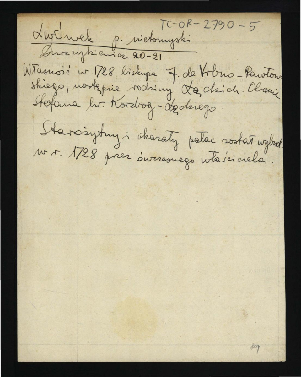 wypis z Durczykiewicz L., Dwory polskie w Wielkim Księstwie Poznańskim, Poznań 1912, s. 20-21 dotyczący kolejnych właścicieli w tej posesji       , skan 1