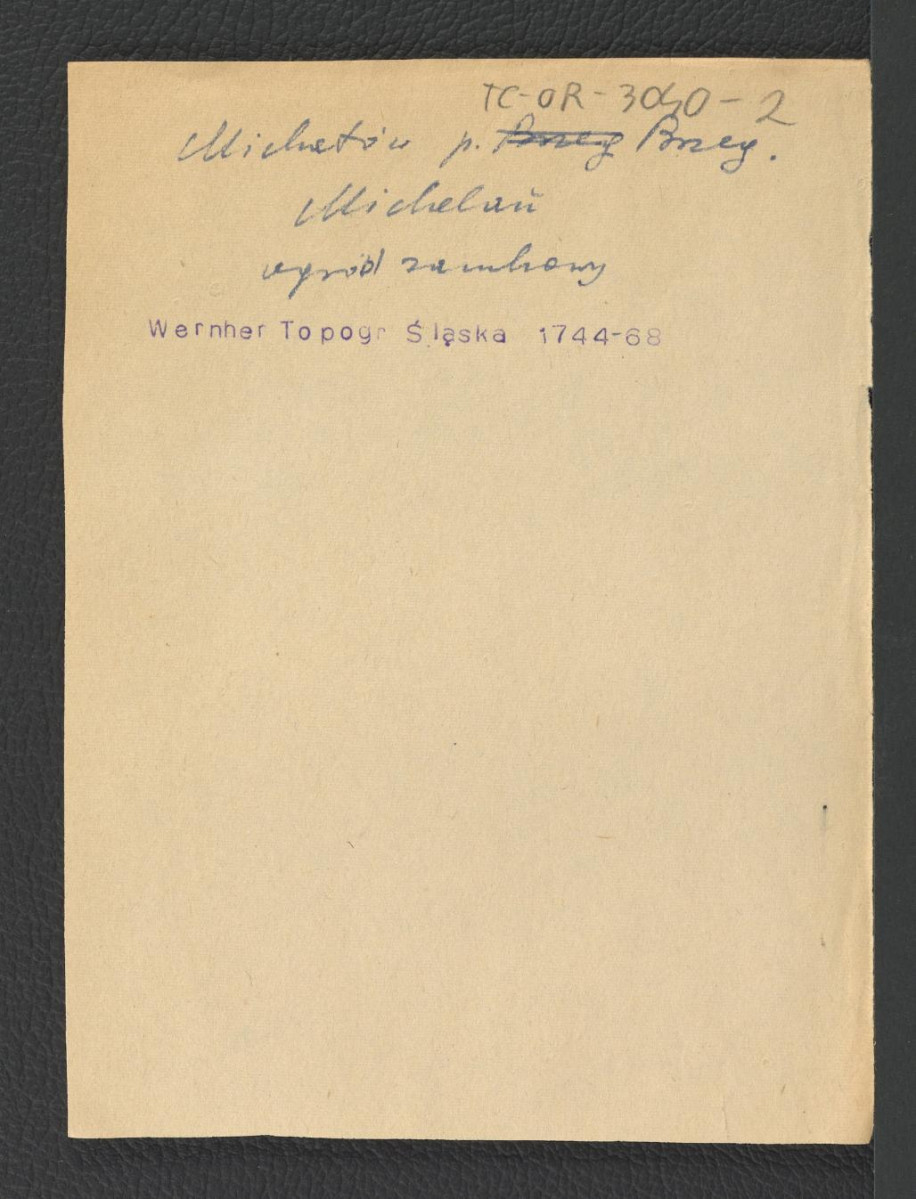 karta opisowa do fotografii ryciny pochodzącej z Wernher F.B., Topografia Śląska, 1744-1768  , skan 1