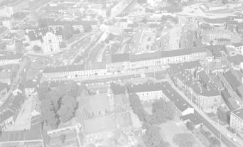 zabudowa centrum miasta. Widok ogólny zabudowy centrum od strony południowej, skan 1