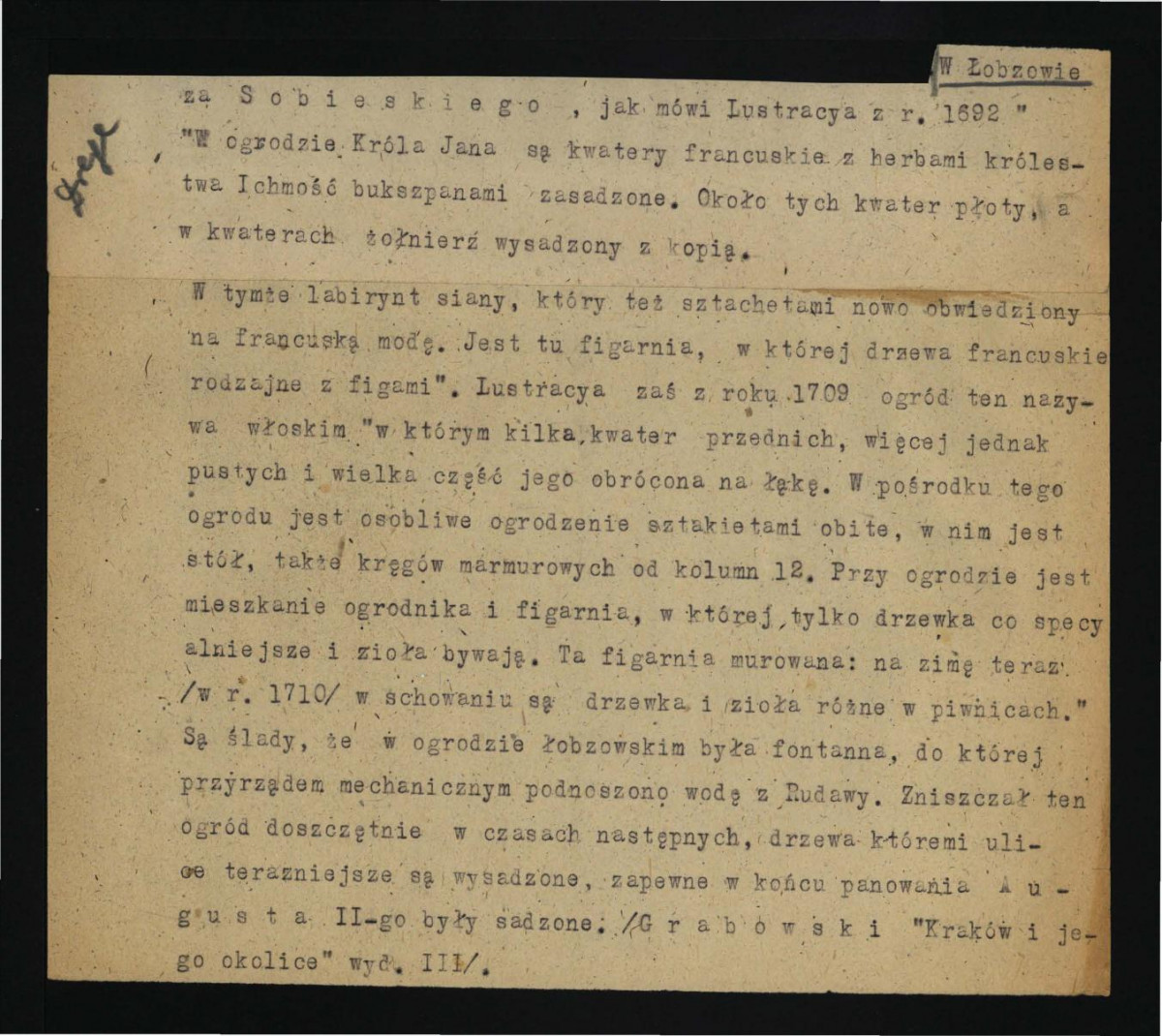 wypis z Drege J., Ogrody w Polsce w: Wielka Encyklopedya Powszechna Ilustrowana, t. IV, Warszawa 1904  dotyczący fundacji Stefana Batorego w tej miejscowości, miejscowej roślinności oraz włoskiego ogrodnika Lorenzo Bozetta, skan 1