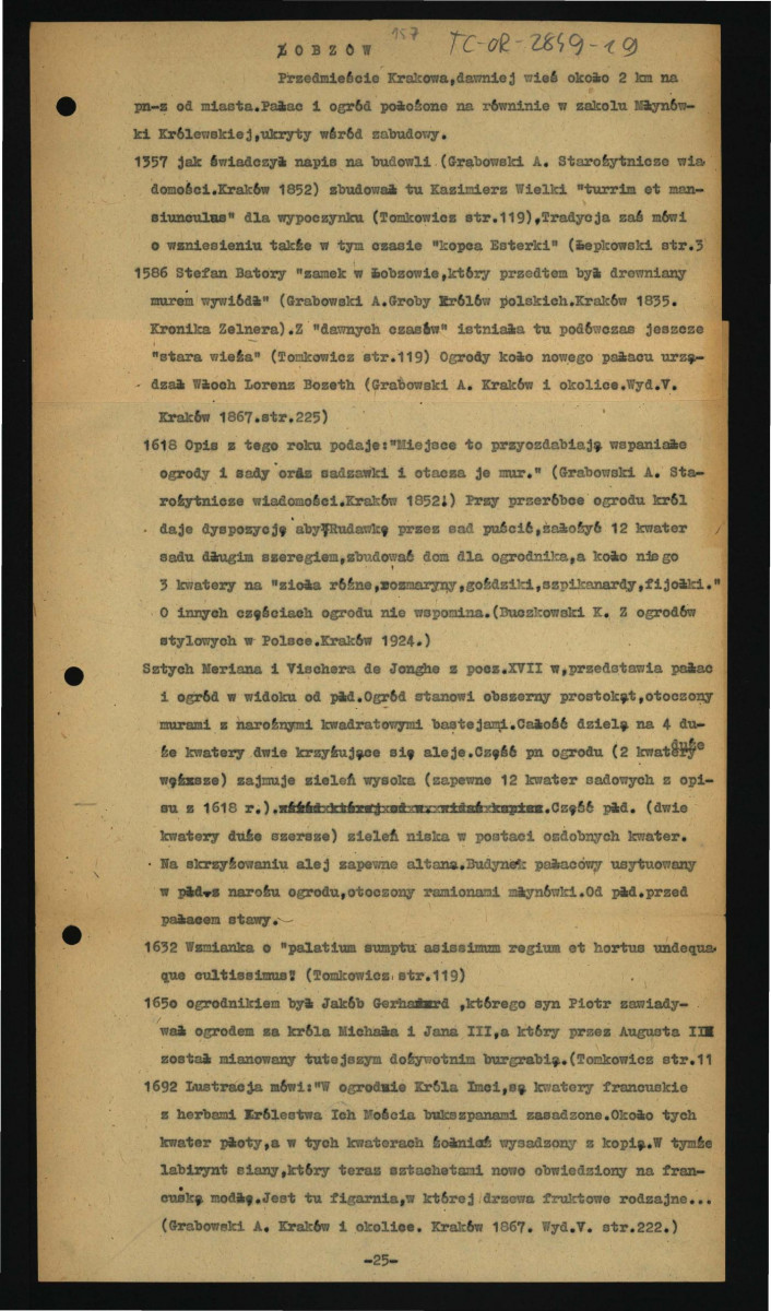 notatka na podstawie Grabowski A., Kraków i jego okolice, Kraków 1866  dotyczący w tej miejscowości, tamtejszego ogrodu i pałacu; trzy karty , skan 1