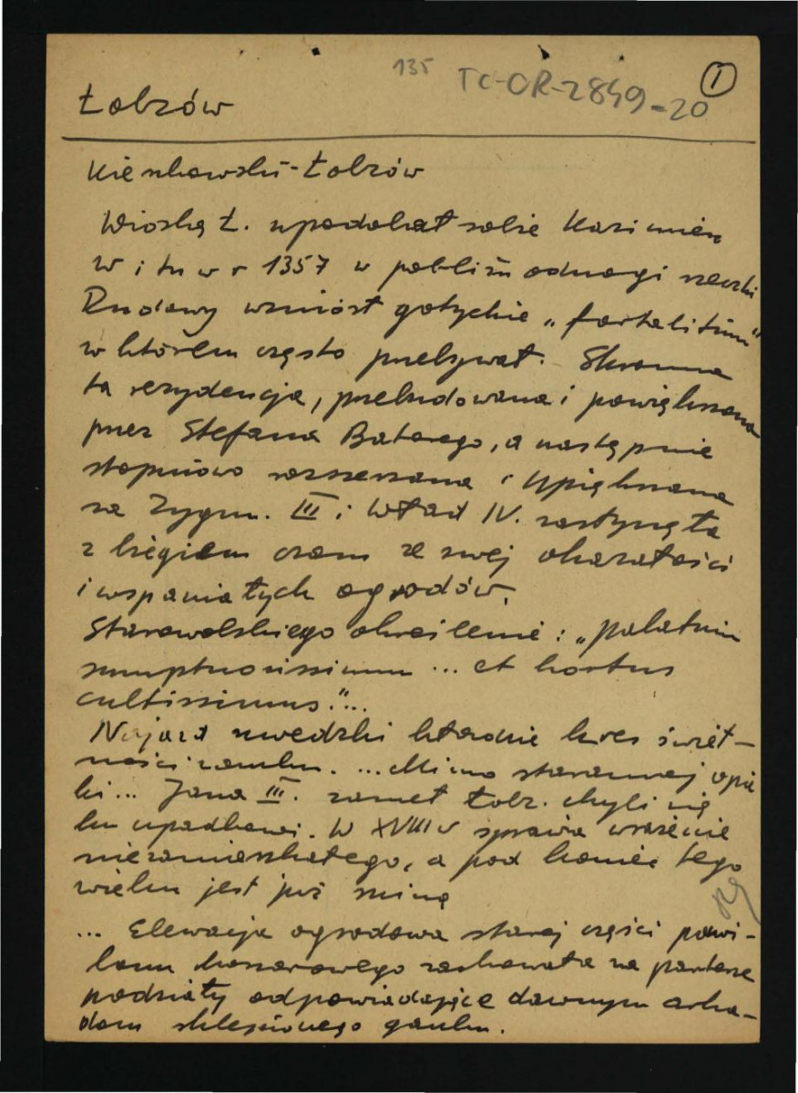 wypis z Kierzkowski, Łobzów dotyczący dziejów w tej posesji od 1357 r., skan 1