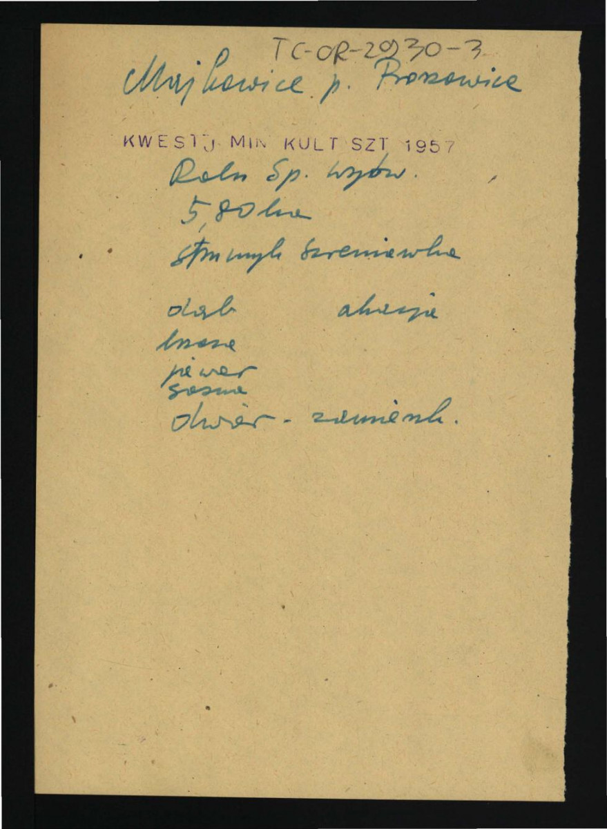 wypis z Kwestionariusz Ministerstwa Kultury i Sztuki z 1957 r. , skan 1