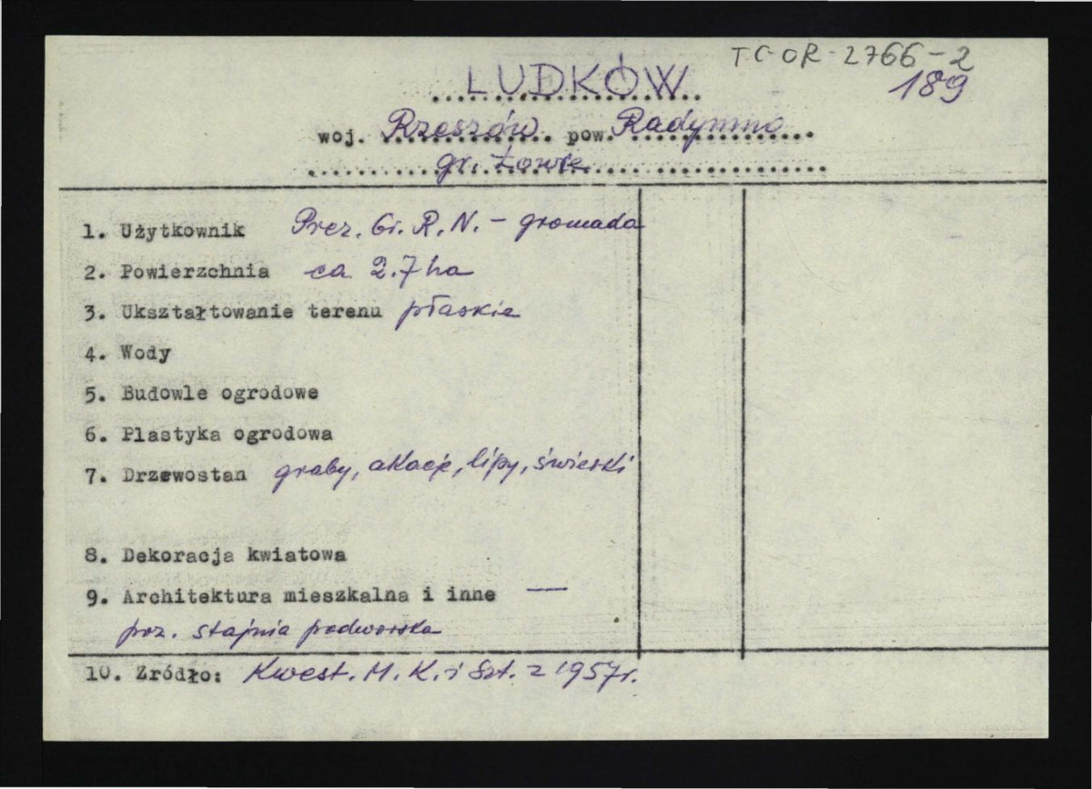 wypis z Kwestionariusz Ministerstwa Kultury i Sztuki z 1957 r. , skan 1
