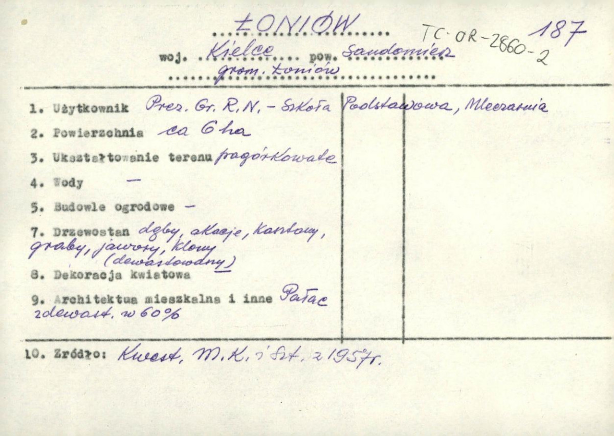 wypis z Kwestionariusz Ministerstwa Kultury i Sztuki z 1957 r., skan 1