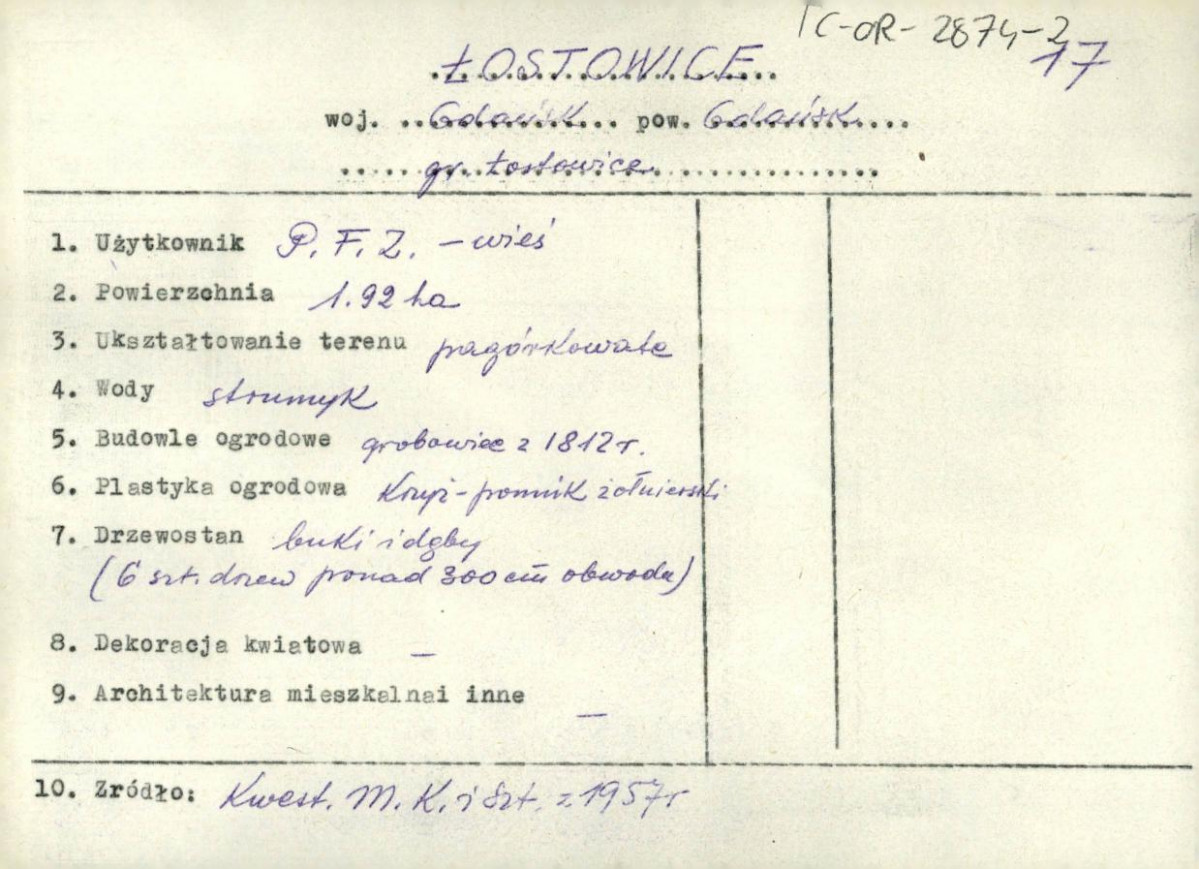 wypis z Kwestionariusz Ministerstwa Kultury i Sztuki z 1957 r. , skan 1