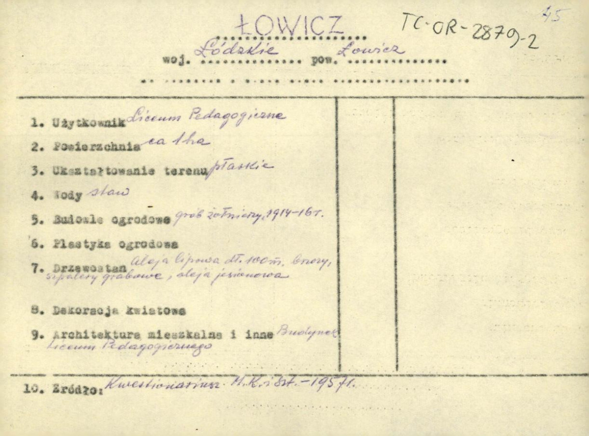 wypis z Kwestionariusz Ministerstwa Kultury i Sztuki z 1957 r. , skan 1