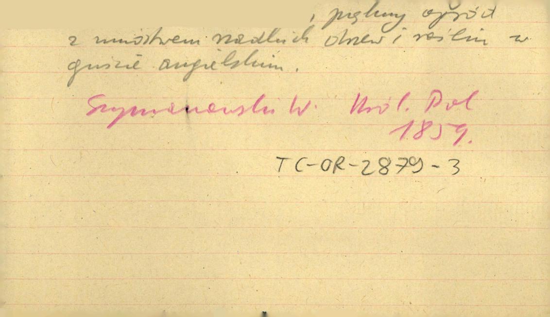wypis z Szymanowski W., Królestwo Polskie…, Warszawa 1859 wzmiankujący ogród angielski z rozległym drzewostanem , skan 1