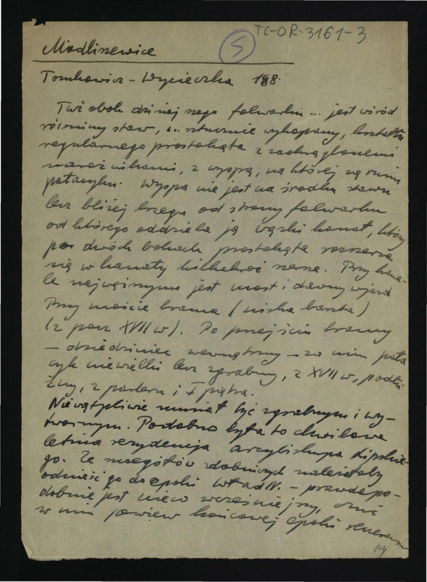 wypis z Tomkowicz S., Wycieczka w lubelskie, Kraków 1916, s. 188 dotyczący miejscowego parku i folwarku, skan 1