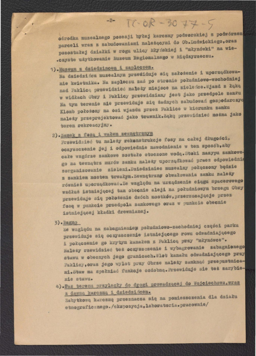 protokół z posiedzenia komisji programowej do ogólnych wytycznych zagospodarowania przestrzennego terenu parkowego przynależnego do Muzeum Regionalnego w tej miejscowości z 12 marca 1959 r.; cztery karty , skan 2