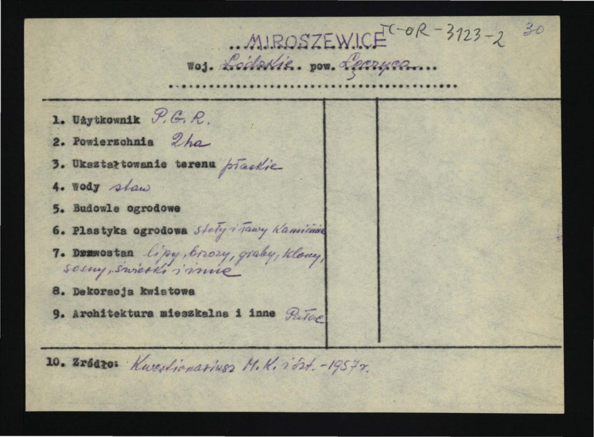 wypis z Kwestionariusz Ministerstwa Kultury i Sztuki z 1957 r., skan 1