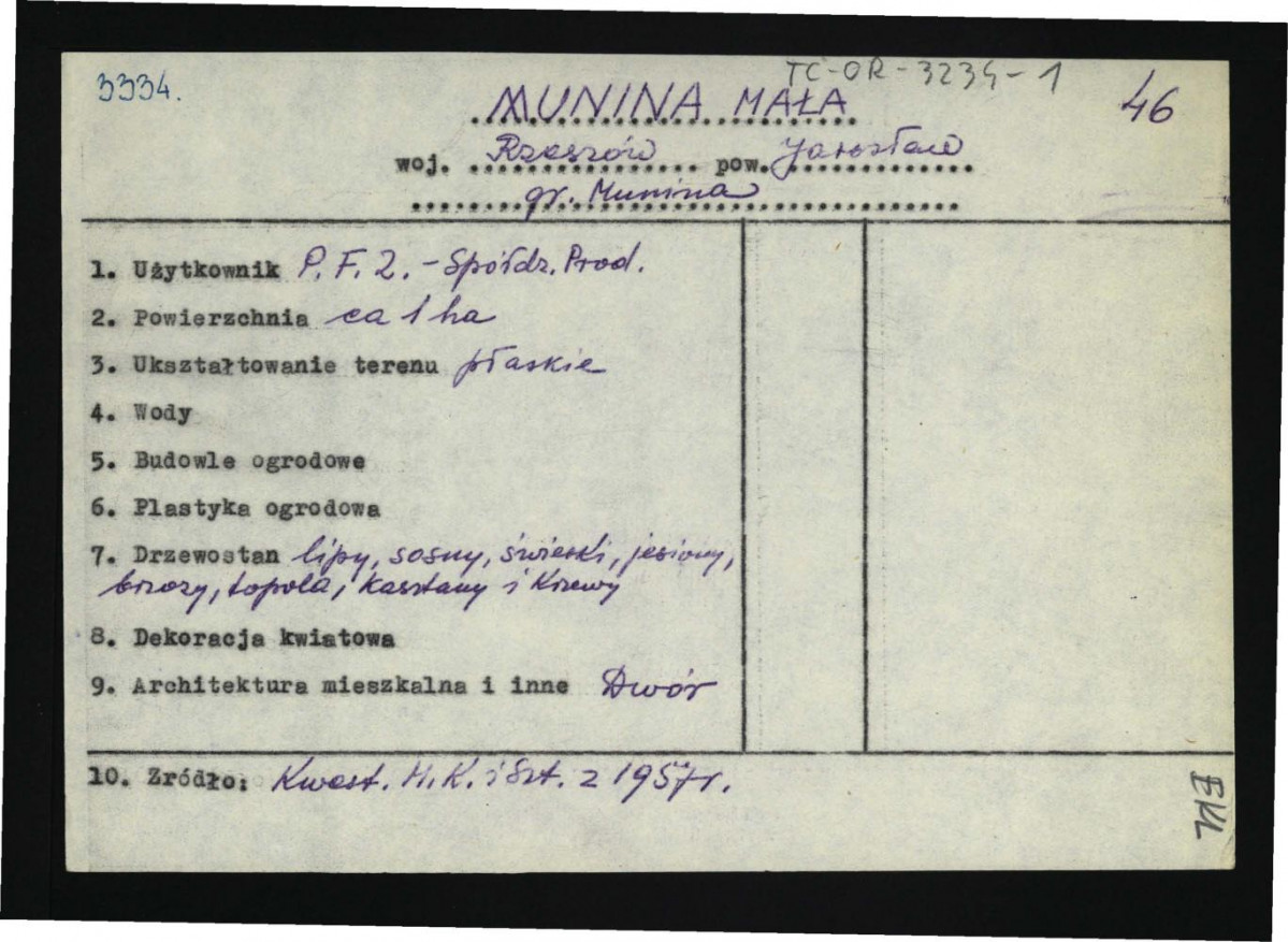 wypis z Kwestionariusz Ministerstwa Kultury i Sztuki z 1957 r. , skan 1