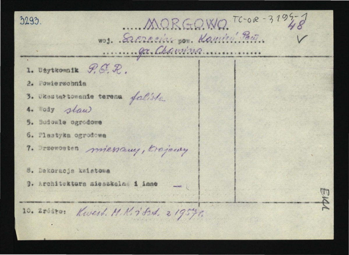 wypis z Kwestionariusz Ministerstwa Kultury i Sztuki z 1957 r.; brak obwoluty, skan 1