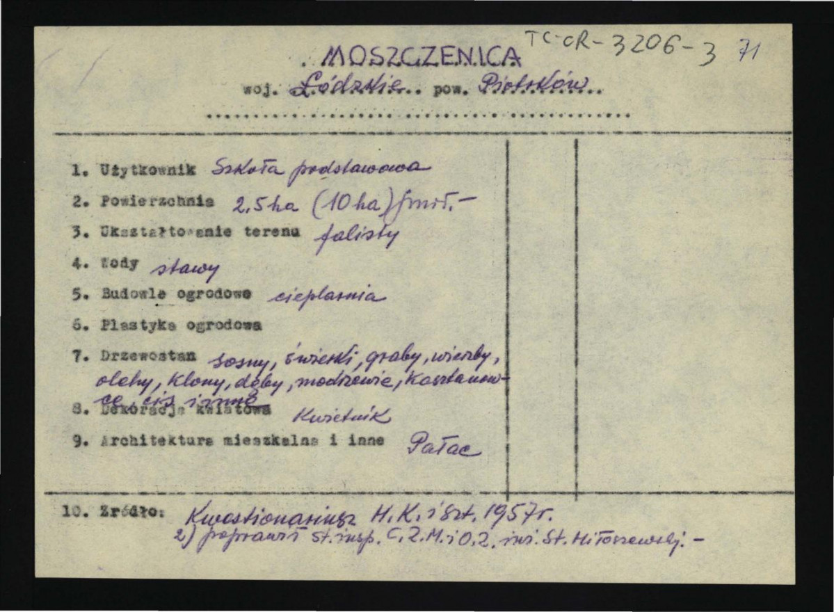 wypis z Kwestionariusz Ministerstwa Kultury i Sztuki z 1957 r. , skan 1