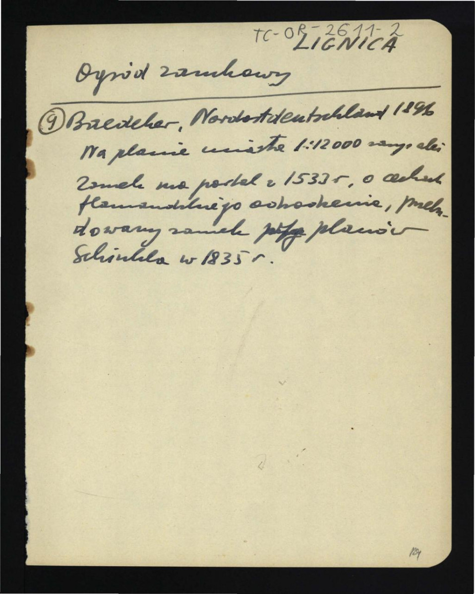 wypis z Baedeker, Nordos – Deutschland, Baedeker 1896 dotyczący planów miejscowego zamku , skan 1