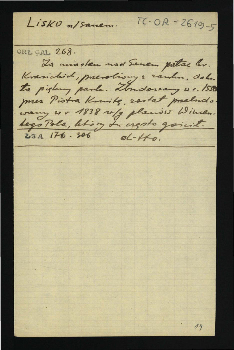 wypis z Orłowicz M., Ilustrowany przewodnik po Galicyi, Bukowinie, Spiszu, Orawie i Śląsku Cieszyńskim, Lwów 1919, s. 268 dotyczący zamku wzniesionego w połowie XVI w. z inicjatywy Piotra Kmity; Łoza S., Słownik architektów i budowniczych Polaków oraz cudzoziemców w Polsce pracujących, Warszawa 1931, skan 1