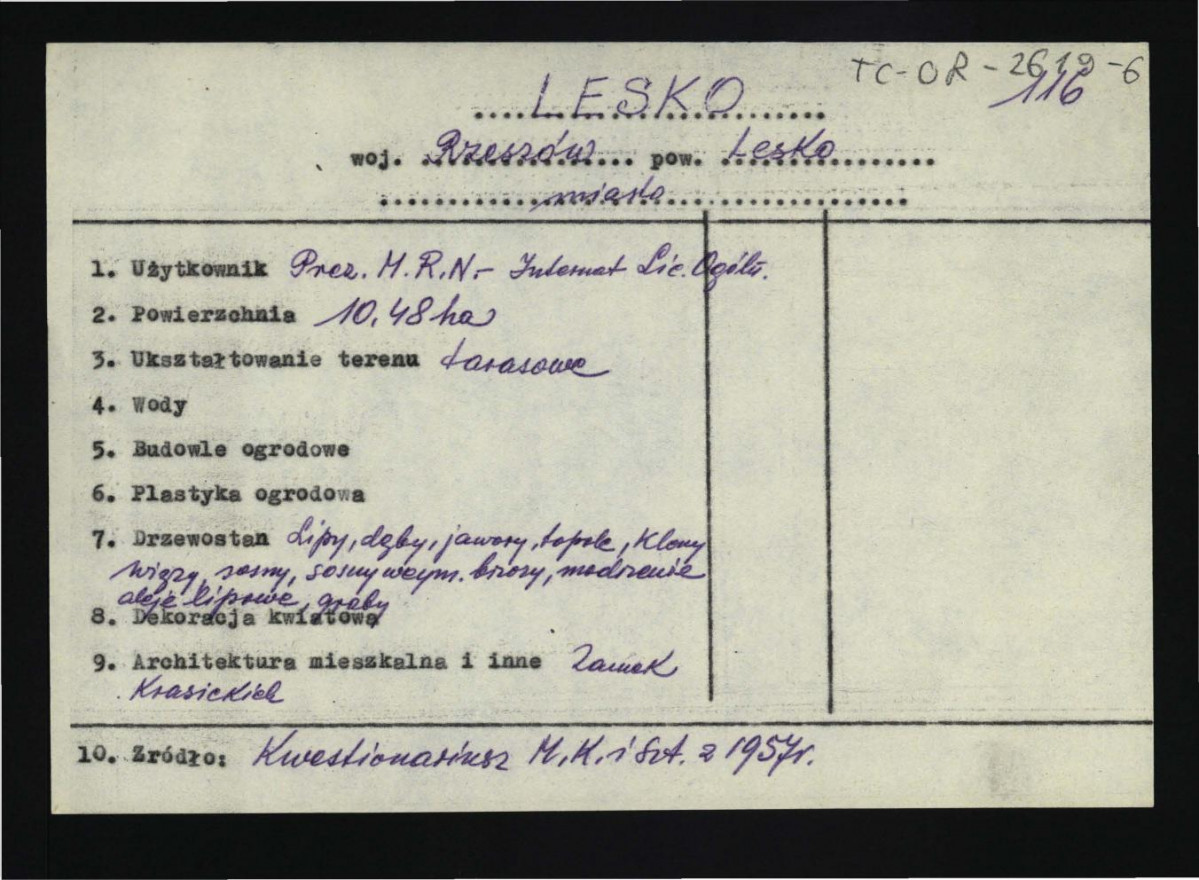 wypis z Kwestionariusz Ministerstwa Kultury i Sztuki z 1957 r.                                 , skan 1