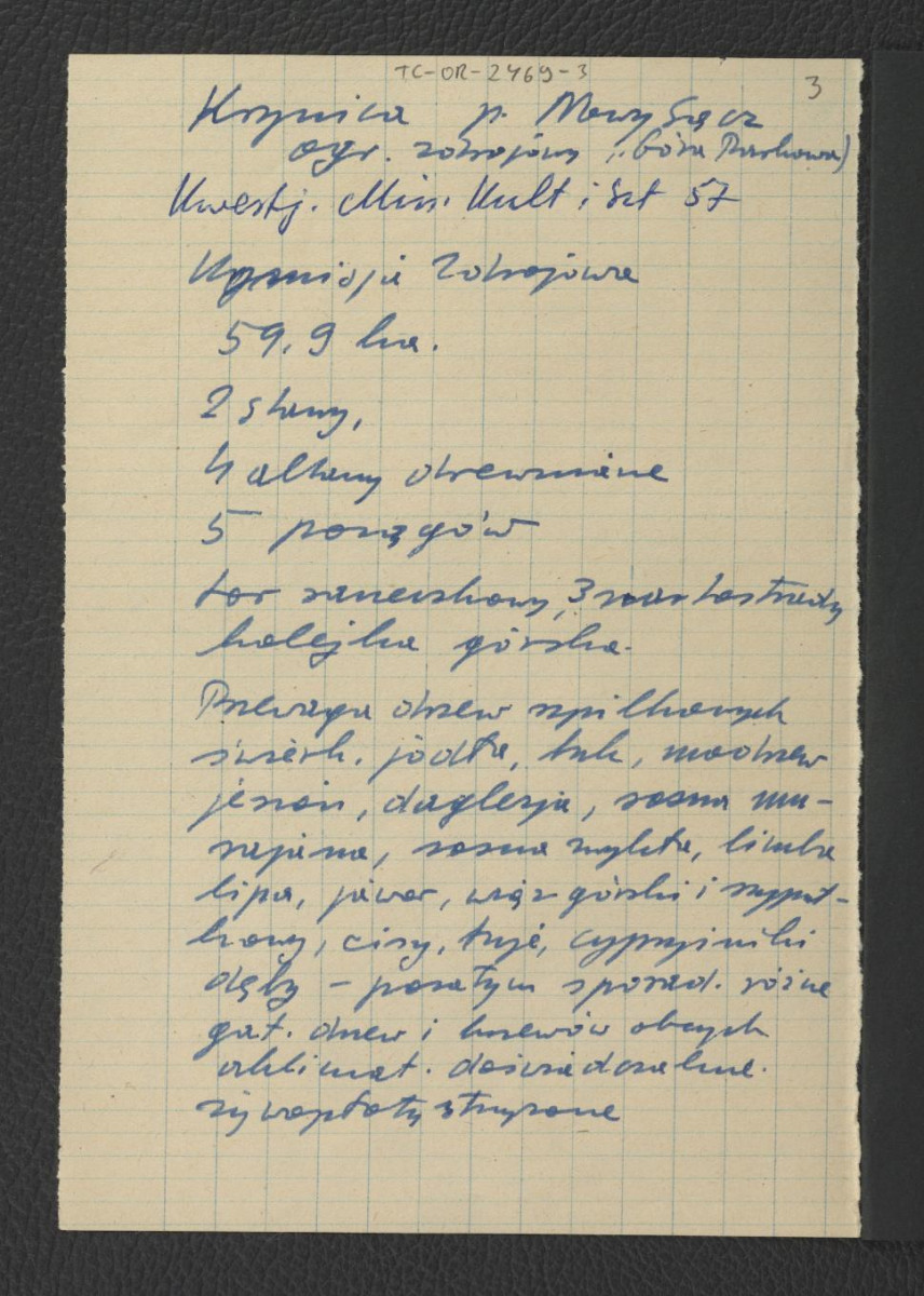wypis z Kwestionariusz Ministerstwa Kultury i Sztuki z 1957 r.; dwie karty, skan 1