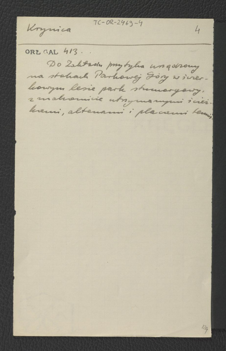 wypis z  Orłowicz M., Ilustrowany przewodnik po Galicyi, Bukowinie, Spiszu, Orawie i Śląsku Cieszyńskim, Lwów 1919, s. 413 dotyczący miejscowego parku , skan 1