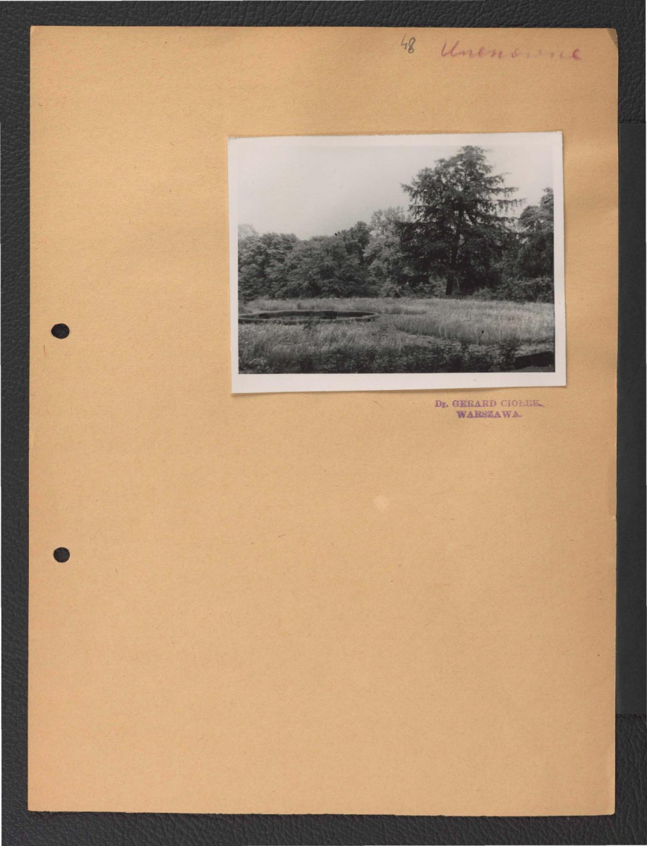 fotografia czarno-biała przedstawiająca miejscowy park  , skan 1