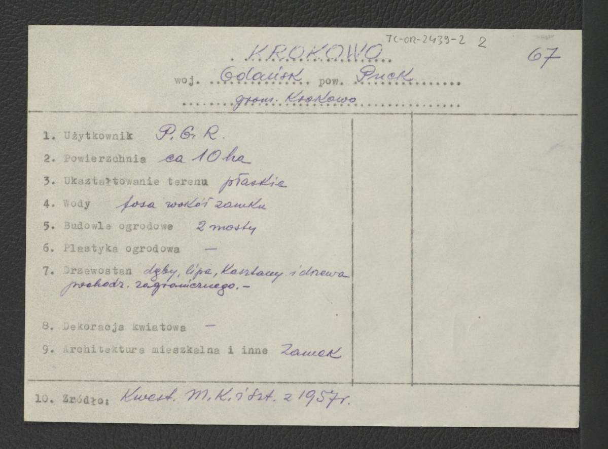 wypis z Kwestionariusz Ministerstwa Kultury i Sztuki z 1957 r. , skan 1