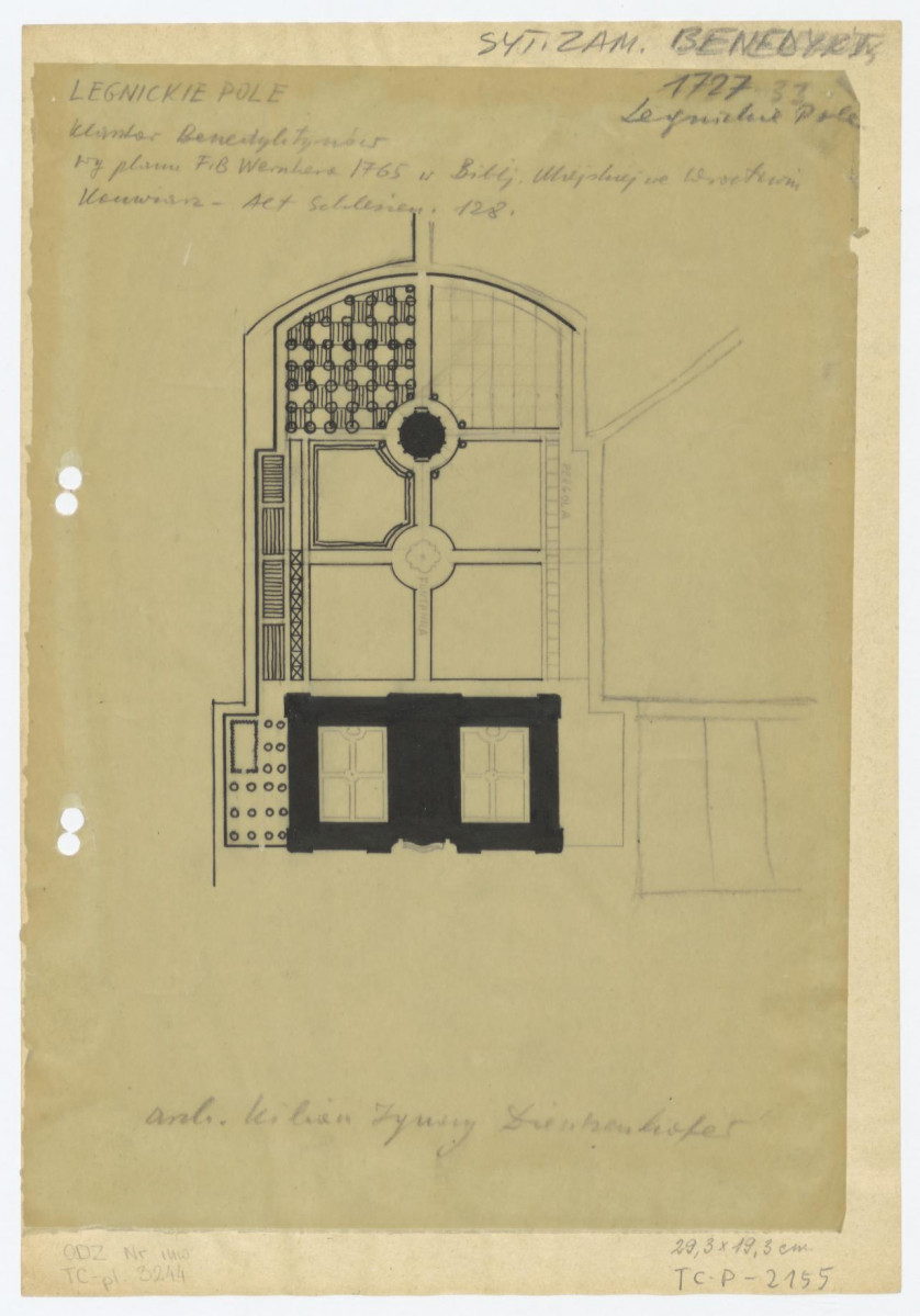plan sytuacyjny klasztoru wraz z ogrodem klasztornym /według planu P.B. Wernhera 1765 roku w Bibliotece Miejskiej we Wrocławiu/, skan 1