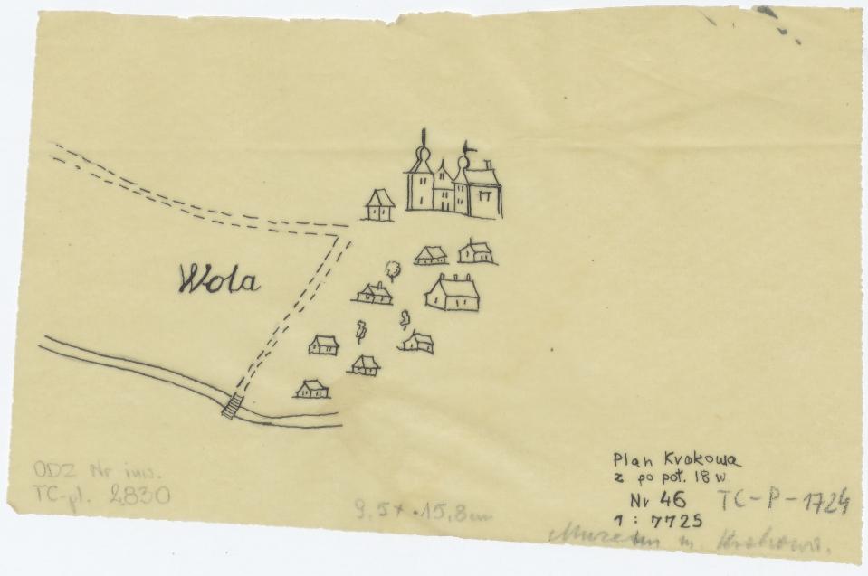 plan Krakowa z 2 połowy XVIII w. szkic., 1:7725, skan 1