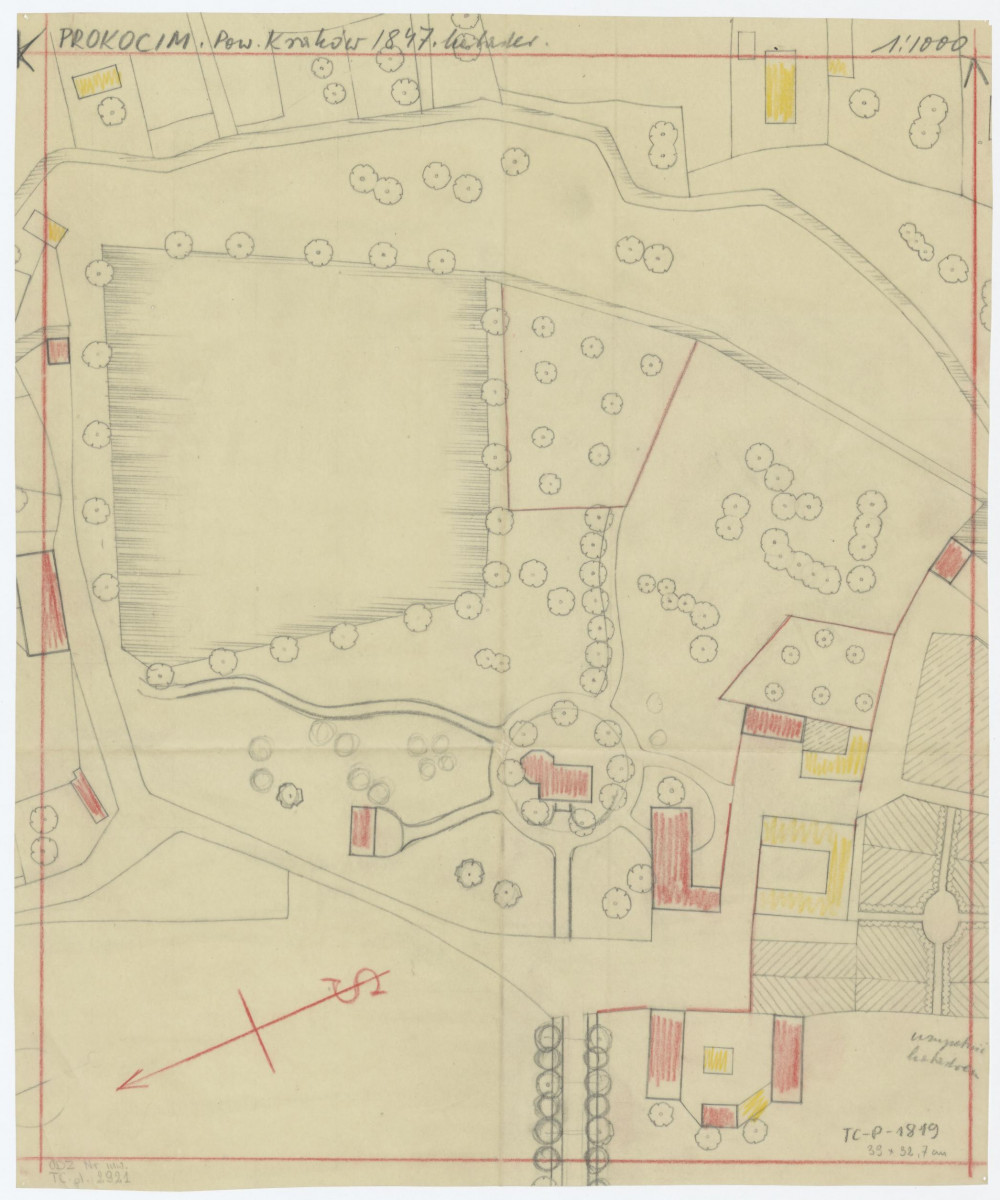 plan sytuacyjny - stan z roku 1847, skala 1:100, skan 1