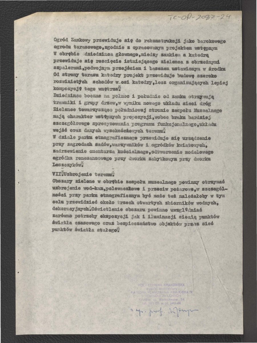 Koncepcja zagospodarowania przestrzennego Wzgórza Zamkowego w KielcachKoncepcja zagospodarowania przestrzennego Wzgórza Zamkowego w Kielcach, ODZ nr inw. TC-pl. 2657, skan 5