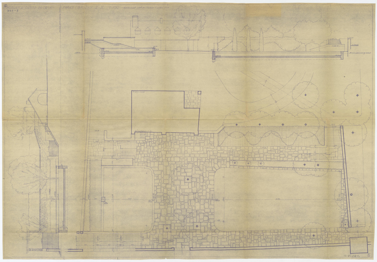 projekt techniczny - taras i baseny II - III /plan i przekroje/ 1:100, skan 1
