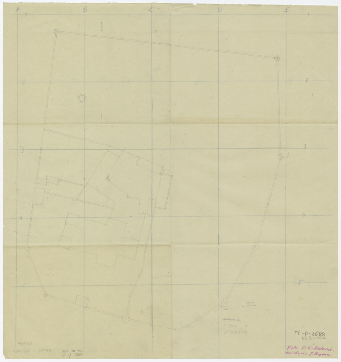 plan sytuacyjny klasztoru z zabudowaniami i ogrodami klasztornymi, 1 :2000, skan 1
