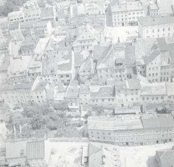 zabudowa centrum miasta. Fragment bloków przyrynkowych od strony południowej - zachodniej, skan 1