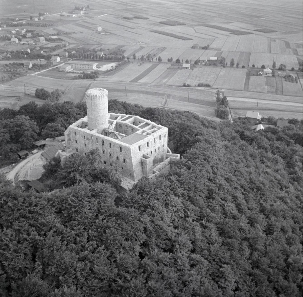Widok ogólny ruin zamku od strony północno -zachodniej, skan 1