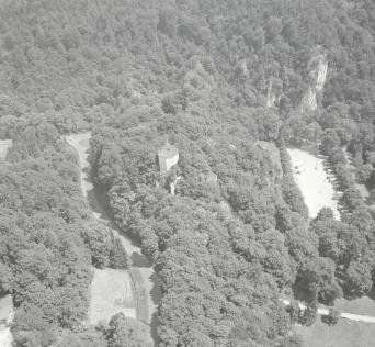 Zamek królewski z XIV wieku, widok ogólny od strony północno - zachodniej, skan 1