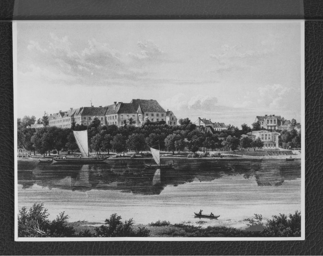 fotografia czarno-biała reprodukcji ryciny zamieszczonej w Duncker A., Die Landlichen Wohnsitze, Schlosser und Residenzen …, t. I, Berlin 1858, skan 1