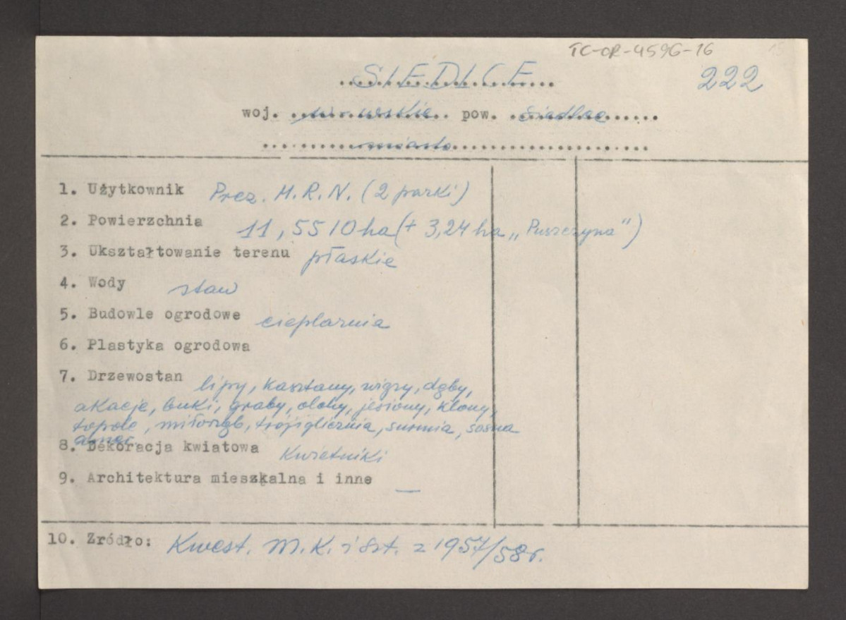 wypis z Kwestionariusz Ministerstwa Kultury i Sztuki  z 1957/1958 r., skan 1