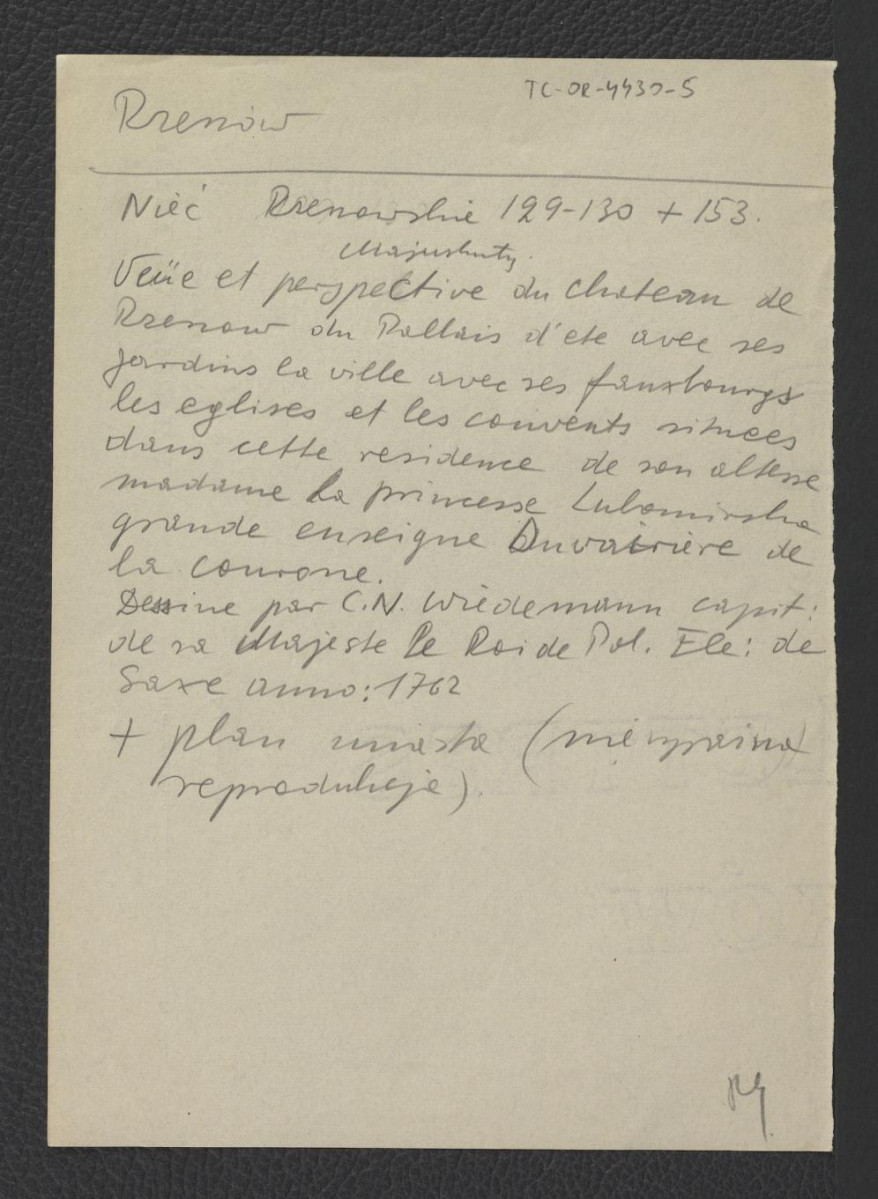 wypis z Nieć J., Rzeszowskie za Sasów: rys historyczny, Rzeszów 1938, s. 129-130, 153 zawierający francuskojęzyczne notatki dotyczący tej miejscowości; wzmianka o planie miasta , skan 1