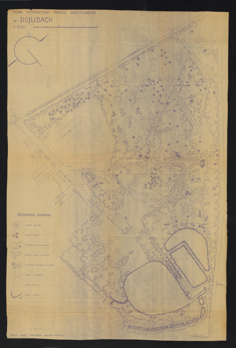 1:500; plan sytuacyjny parku, skan 1