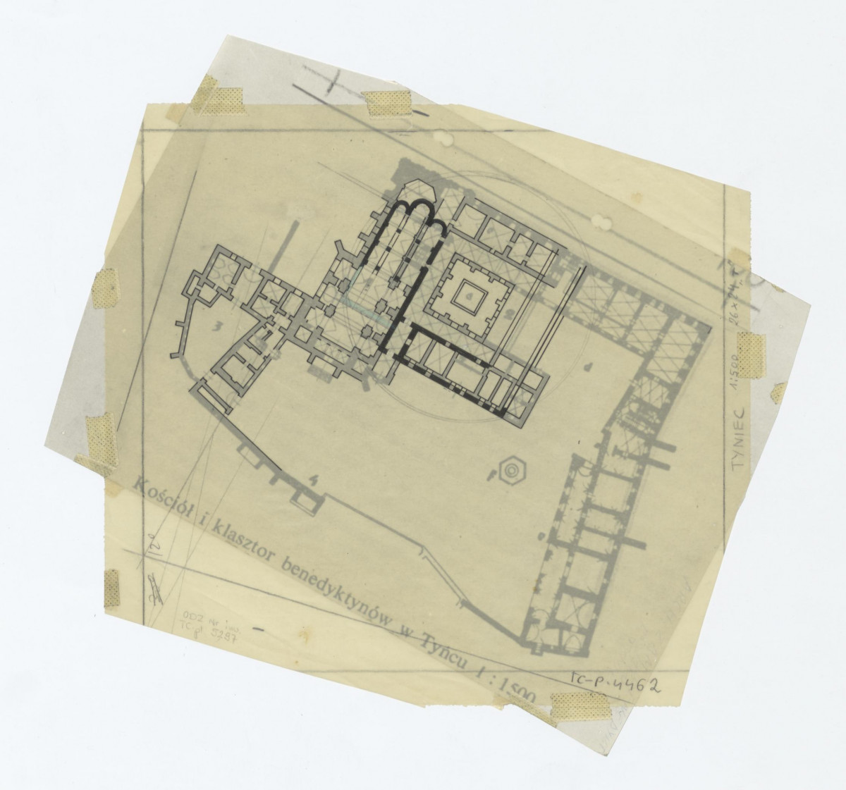 rzut kościoła i klasztoru. Przygotowanie do opracowania, skan 1