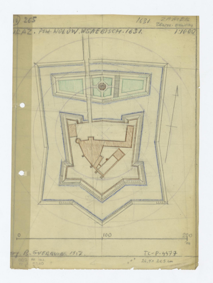 plan ogrodu zamkowego, stan z 1631 roku według B. Guerquin 1957, skan 1