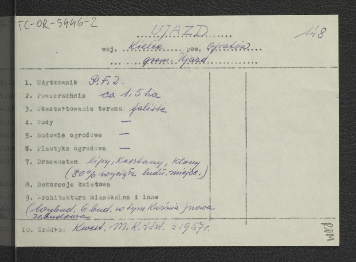wypis z Kwestionariusz Ministerstwa Kultury i Sztuki z 1957 r. , skan 1