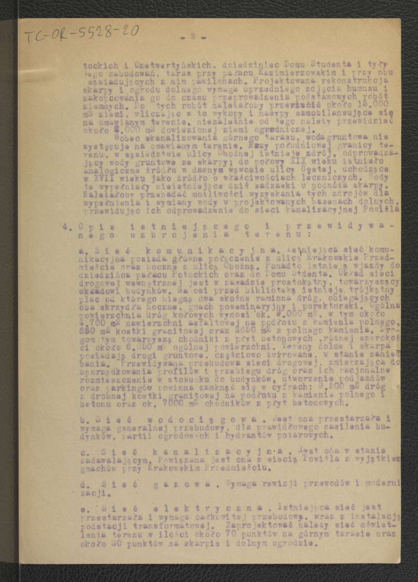 rachunkek nr 1/UW z 20 czerwca 1952 r. za opracowanie zgodnie z umową z 30 maja 1952 r. oraz założenia projektowe dla terenów Uniwersytetu Warszawskiego autorstwa G. Ciołka; rachunek-1 karta, założenia-7 kart, skan 4