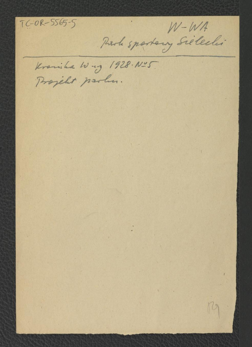 odsyłacz do „Kronika Warszawy” nr 5/1928 wzmiankujący projekt miejscowego parku , skan 1