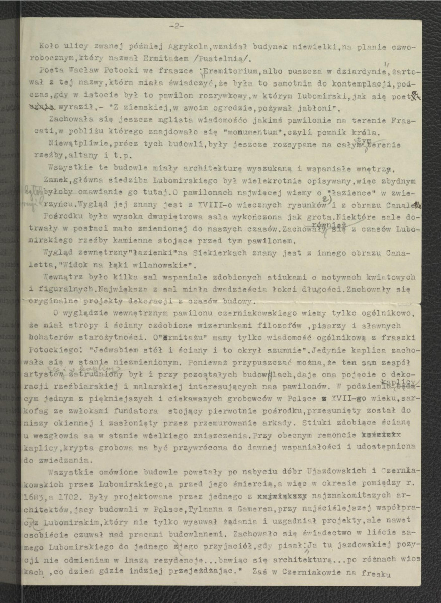 wypis z Niemcewicz J.U., Pamiętniki czasów moich, Lipsk 1868, s. 39 wzmiankujący wizytę autra wspomnień na terenie w tej posesji – być może tekst jest jedynie nawiązaniem do rzeczonej publikacji; szkic na podst. akwarelii Zygmunta Vogla z 1791 r. , skan 2