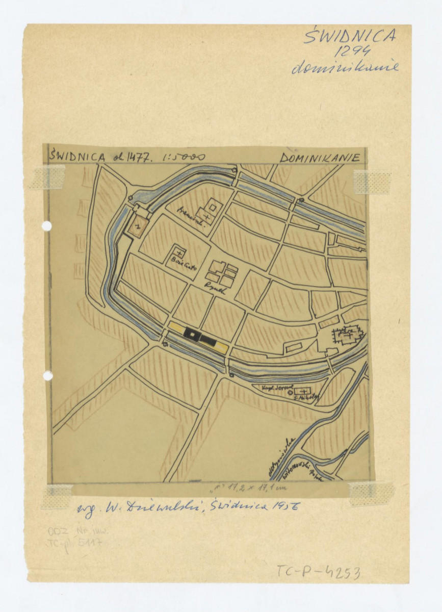 plan sytuacyjny klasztoru i terenów otaczających /według W. Dziewulski, 1956/, skan 1