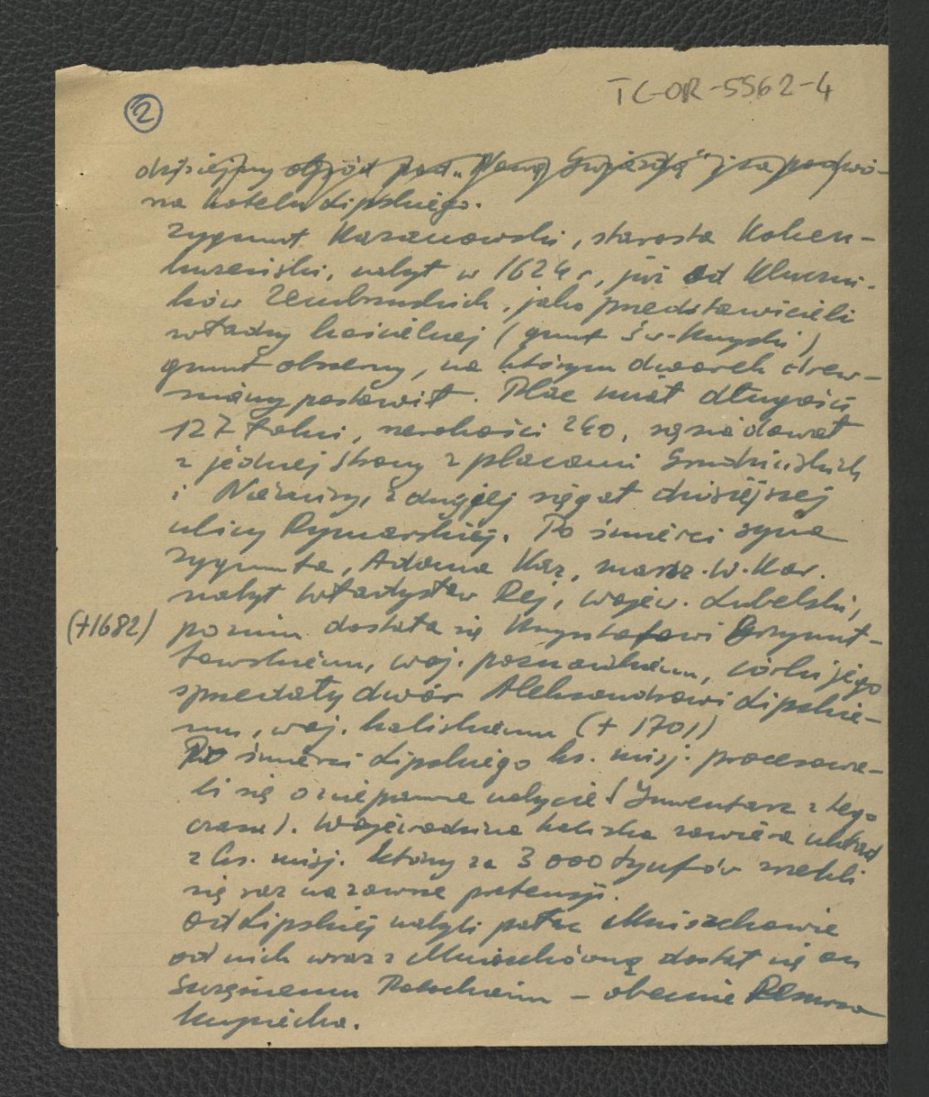 wypis z Małcużyński, Inwentarz z 1708 r., s. 21 dotyczący drewnianego „pałacu” z trzema stajniami i kuchnią; niedokończonego pałacu murowanego, ogrodu, tamtejszego drzewostanu oraz kolejnych właścicieli miejscowej posesji , skan 2